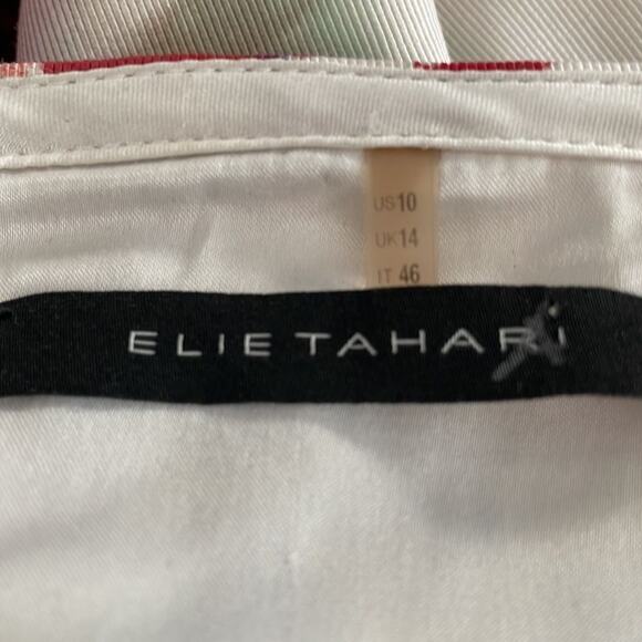Elie Tahari white/purple/red flowered knee-length skirt size 10 - Picture 4 of 8